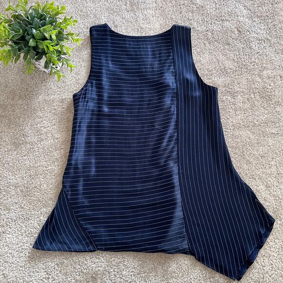 NWT Banana Republic Navy Blue Striped Draped Sleeveless Blouse Top Small - Picture 10 of 15